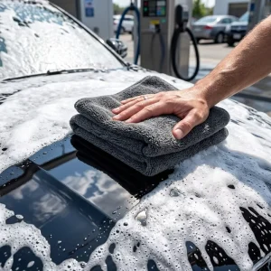 Factory Antibacterial Car Washing Microfiber Cloth OEM 30x40cm Double Sided Thickened Cleaning Towels