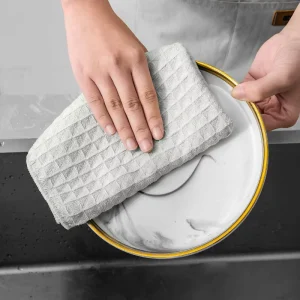 Factory Big Waffle Glass Cleaning Clothes Microfiber Ultrasonic Trimming Towel