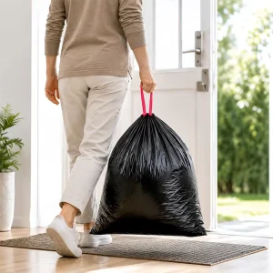 Factory Black Waterproof Drawstring Garbage Bag Strong Durable Trash Bags 13 Gallon Tall Kitchen Trash Bags