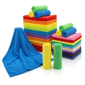 Factory Custom 30×30 cm Microfiber Cleaning Cloth Absorbent Cleaning Supplies Rags Towels for House Kitchen Car