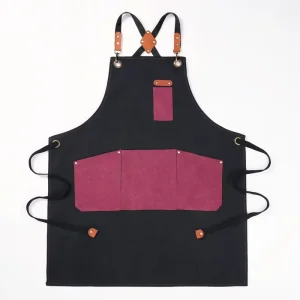 Factory Custom Adult Kitchen Aprons Stylish Cotton Canvas Chef Apron with Waterproof Custom Logo for Florist Garden Tool Work