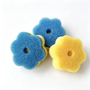 Factory Custom Eco Friendly Heavy Duty Multi Purpose Kitchen Cleaning Sponge Temperature Sensitive Flower Sponges Scouring Pads