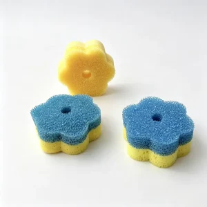 Factory Custom Eco friendly Heavy Duty Multi Purpose Kitchen Cleaning Sponge Temperature Sensitive Flower Sponges Scouring Pads