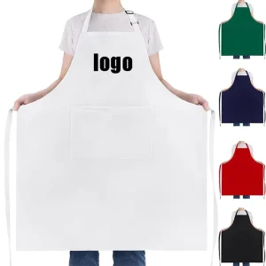 Factory Custom Logo Printed Uniform Women Men Restaurants Salon Cotton Polyester White Blank Kitchen Cooking Cleaning Chef Apron