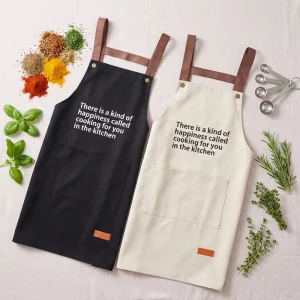 Factory Custom Logo Style Customizable Apron Waterproof Oil proof PVC Canvas Pockets Kitchen Chef Restaurant