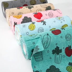 Factory Custom Microfiber Cleaning Cloths Household Kitchen Washrags Printed tear-off cleaning Cloth Rolls Dishrags