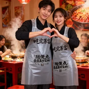 Factory Custom Size Waterproof Non Woven Restaurant Outdoor BBQ Seafood Cooking Aprons with Logo Printed
