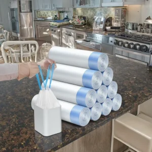Factory Custom String Kitchen Drawstring 13 Gallon Garbage Bags Plastic Trash Bags