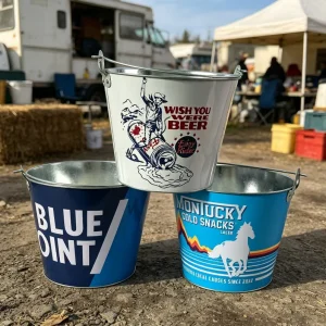 Factory Custom logo Direct Sales Promotion Beer Bucket Beverage Tub Metal Type Galvanized Ice Bucket for Holiday Party