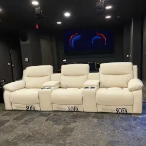 Factory Customized Wood Sofa Set Home Theater Genuine Leather Electric Power Recliner