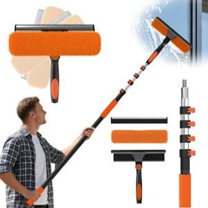 Factory Direct 2-in-1 Window Squeegee Kit with Pole Telescopic Scraper & Washer for Home Hotel Commercial Use