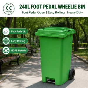 Factory Direct 240L Eco-Friendly Outdoor Waste Bin with Lids Mobile Wheelie Trash Container