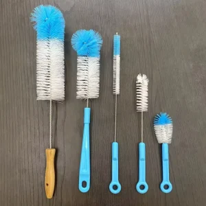 Factory Direct 5 Piece Cup Brush Set for Water Bottle Wine Decanter Pipe Lid Cleaning Handled Kitchen Suction Tube Brush Design