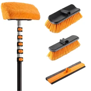Factory Direct 5 in 1 Car Wash Brush Kit Telescopic Pole Soft Bristle and Microfiber for RV Truck Boat Cleaning