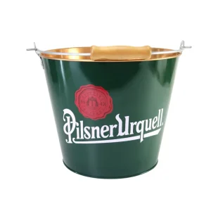 Factory Direct Custom 5L10L Metal Wine Beer Ice Bucket with Wooden Handle