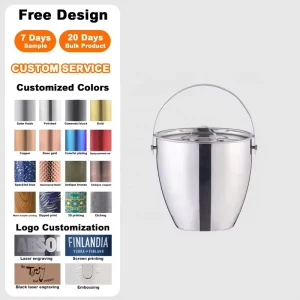 Factory Direct Customized 1.5L Single Wall Stainless Steel Mini Durable Wine Bucket Handles