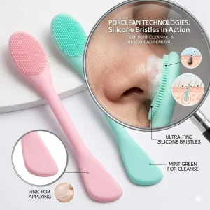 Factory Direct Double Sided Food Grade Silicone Facial Cleansing Brush for Cosmetic Cream Applicator and Pore Cleaning