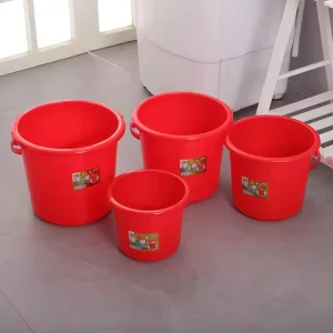 Factory Direct High Quality Eco Friendly 7L Red Small Capacity Portable Plastic Water Bucket With Handle Lid for Home Cleaning