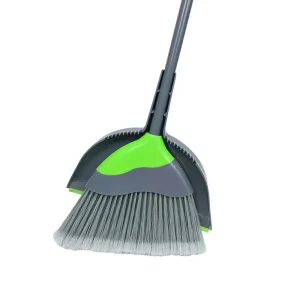 Factory Direct Long Handle Plastic Outdoor Angle Sweeping Broom with Clip on Dustpan Set