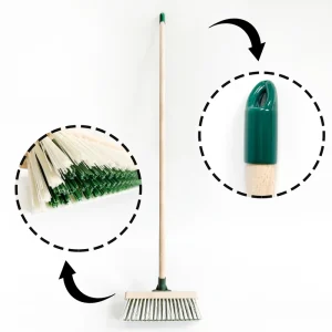Factory Direct Modern Heavy Duty Push Broom PVC Head Wood Handle Nylon Flagged Bristles Home Outdoor Floor Cleaning Concrete