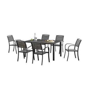 Factory Direct Outdoor Dining Furniture Set 6-Seater Dining Chairs and Table for Courtyard Garden