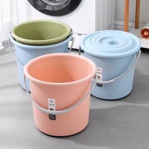Factory Direct Sale Bath Blue Green Pink Plastic Water Bucket, Plastic Cleaning Bucket with Handle