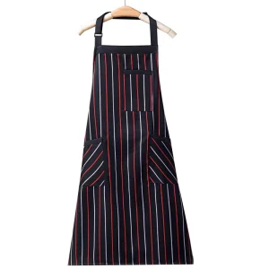 Factory Direct Sale Striped Apron Custom Logo Adult Adjustable with Pockets for Catering Cleaning Multiple Occasions
