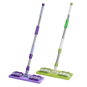 Factory Direct Sale of High Quality Strong Magic Flat Mop Clip Cloth Dry Mop Extensible Mop Stick Easy Wet and Dry