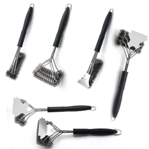Factory Direct Sales Multifunctional Steel Wire Cleaning Brush Baking Net Brush with Plastic Handle for BBQ Tools