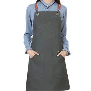 Factory Direct Sales Sleeveless Apron Reusable Customizable Logo Adjustable Straps Adult Sized Pockets Durable