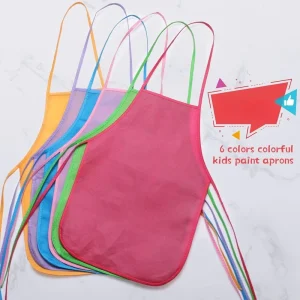 Factory Direct Supply Custom Logo Non Woven Material Disposable Waterproof Colorful Kids Aprons