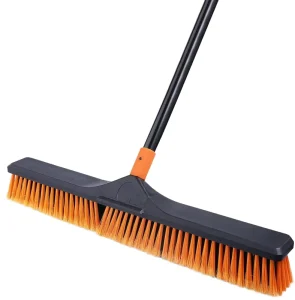Factory Heavy Duty Outdoor Brush with Big Plastic Wood Handle Wide Floor Push Broom with Dustpan for Indoor & Industry Use