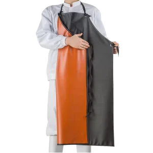 Factory High Quality PVC Black Orange Waterproof Oilproof Bib Apron for Industrial Kitchen Worker