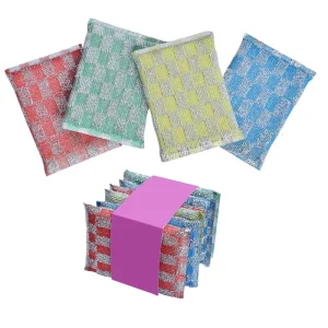 Factory Hot Selling Jacquard Brushing Sponge Scrubber Scouring Sponge Pad for Pots Pans Cleaning