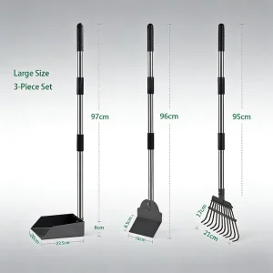 Factory Large Size Pet Poop Picker Tool Poop Scooper Durable Rake Spade Set With Tray Portable Pet Waste Disposal Set