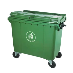 Factory Outdoor Plastic Garbage Waste Rubbish Bin Dustbin Green 660L