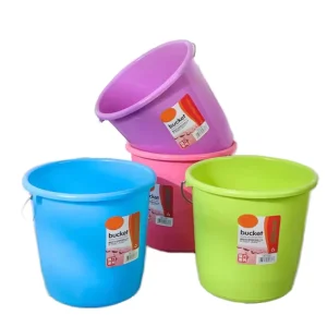Factory Price 15L Household Round Large Eco Friendly Recycled Plastic Water Washing Bucket With Stainless Steel Handle