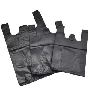 Factory Price Black HDPE Plastic Household Garbage Packing Bag Rubbish Bags With Handle T shirt Bag