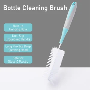 Factory Price Deep Cleaning Bottle Brush Stiff Nylon Bristles Blue Handle Bottle Cleaning Brush for Narrow Neck Water Bottle