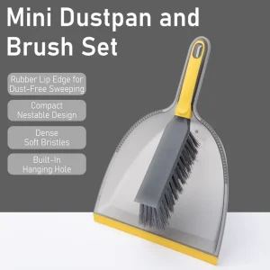 Factory Price Mini Dustpan and Brush Set with Rubber Lip Gray Handheld Dustpan and Broom Set