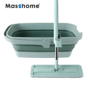 Factory Price Stainless Steel Handle Hospital Flat Mop Collapsible Home Hand Free Wash Dry Squeeze Microfiber Mop and Bucket Set