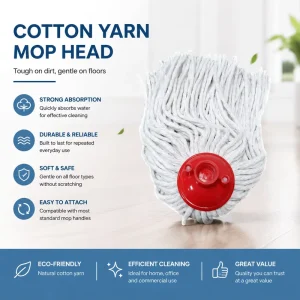 Factory Sale Red Plastic Piece Wet Cotton Mop Head Refill for Household Floor Cleaning