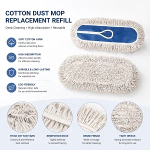 Factory Sales In-Stock Cotton Yarn Dust Mop Head Refill Detachable Large Floor Cleaning Replacement for Optimal Performance