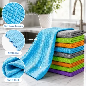Factory Scratch Free Reusable Glass Cleaning Cloths 25*25 30*30 30*40cm Lint Free Quick Dry Microfiber Fish Scale Cloth
