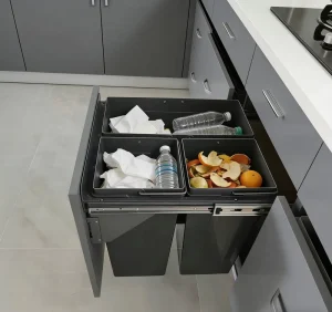 Factory Side Mounted Waste Kitchen Bin Pull Out 68L Trash Bin Soft Closing 68L Waste Bin JC648