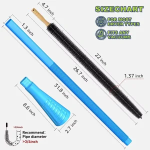 Factory Supplies Dryer Vent Cleaner Kit and Dryer Lint Brush Vacuum Hose Attachment Brush Lint Remover