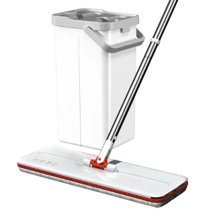 Factory Supply Microfiber Material Dust Mop Household Cleaning Tools Flat Mop and Bucket Set with Telescopic Stainless Steel Rod