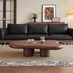 Factory Supply Modern Solid Wood Italian Minimalist Coffee Table Walnut Veneer Customizable Size Durable Living Room Furniture
