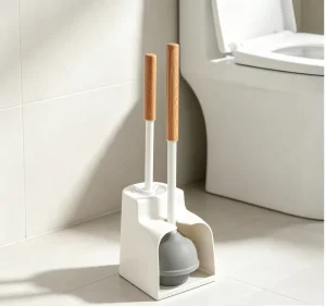 Factory Supply Plastic Toilet Brush Plunger Combo Heavy Duty Ventilation Storage Holder Household Bathroom Cleaning Kit