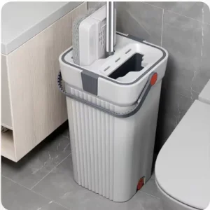 Factory Supply Steel Microfiber Mop Pad Dry & Wet Flat Mop and Bucket Set with Self Wringer Extendable Handle